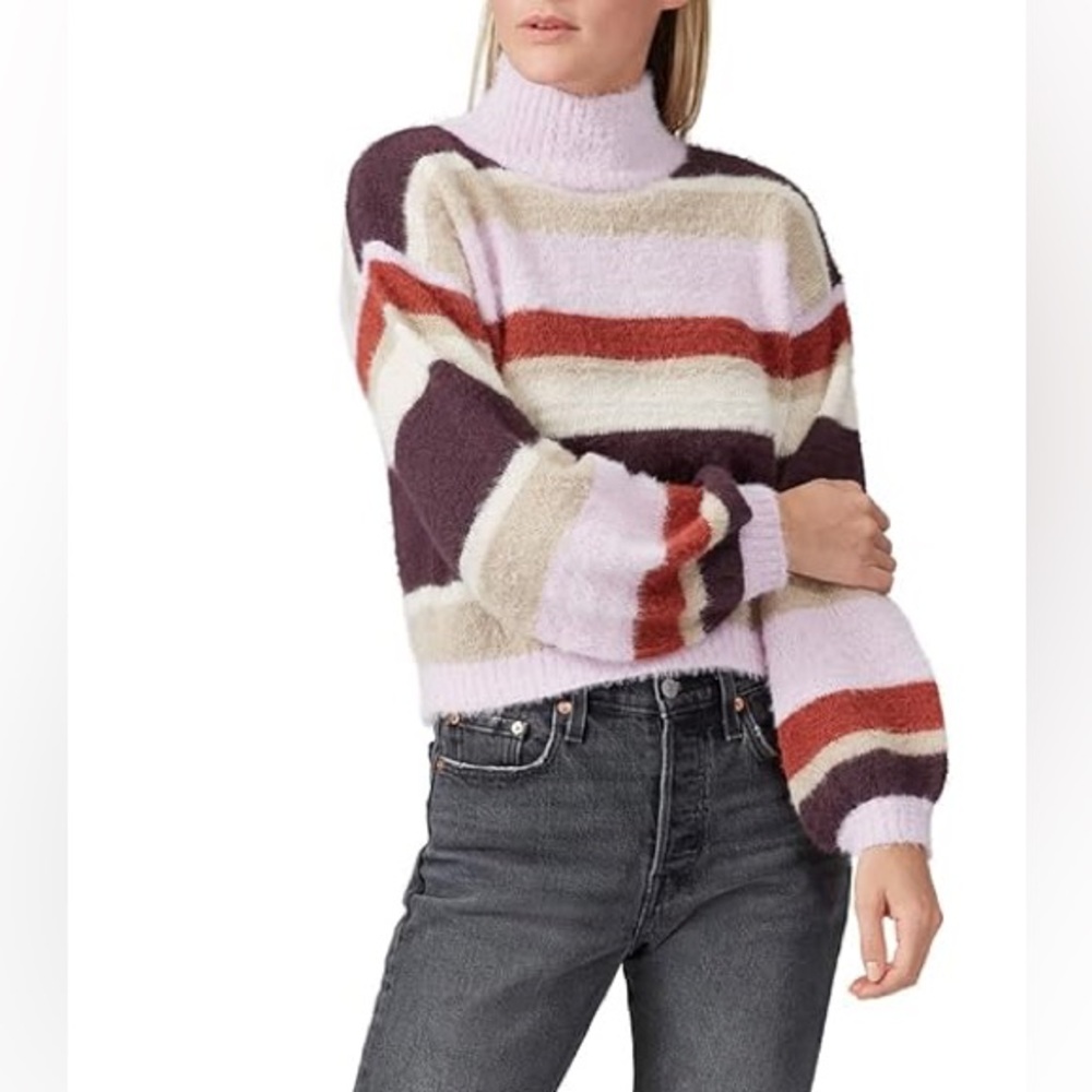 Ten Sixty Sherman Pink and Brown Striped Turtleneck Sweater